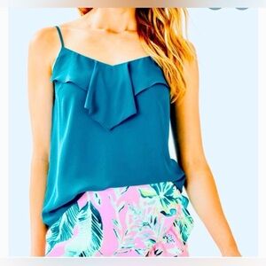 Lilly Pulitzer Teal Ruffle Camisole